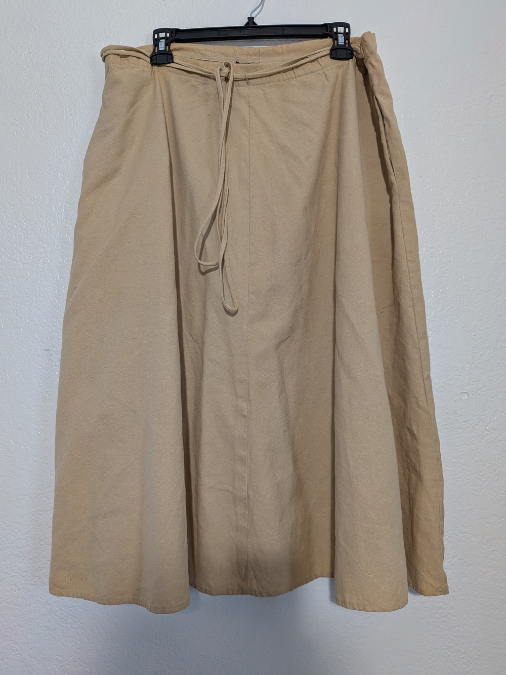 Vintage Leo Narducci Tan Maxi Skirt with Drawstring Waist Side Pockets Size 14